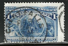 Sc #230 Huge Margins Great Falls CDS Town Cancel Columbian 1 Cent 1893 US 95B72