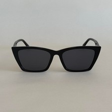 Y2K Black Cat Eye Angled Sunglasses Grey Lens Unisex Retro UVA UVB