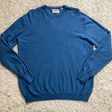 Linksoul Sweater Mens Medium Blue Cashmere Cotton Blend Pullover Golf