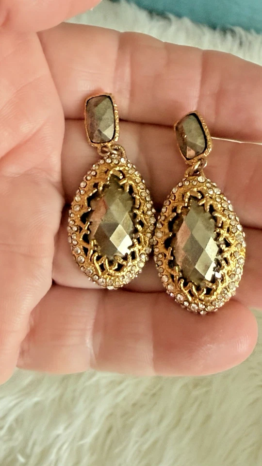 Alexis Bittar Runway Pyrite Crystal Cave Earrings 14k Gold And Radium Plated - Image 2 of 4