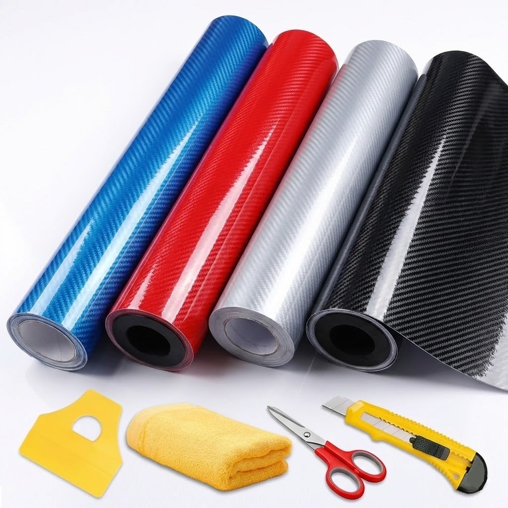 7D Premium Super Gloss Carbon Fiber Vinyl Film Wrap Bubble Free Air ...