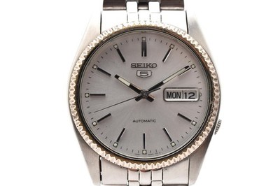 [NEAR MINT] Seiko 5 7S26-0500 Silver Day/Date 36mm Automatic Men's Watch JAPAN