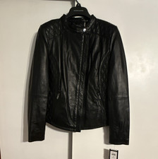 NWT Y2K Black Rivet Womens Genuine Leather Ja...