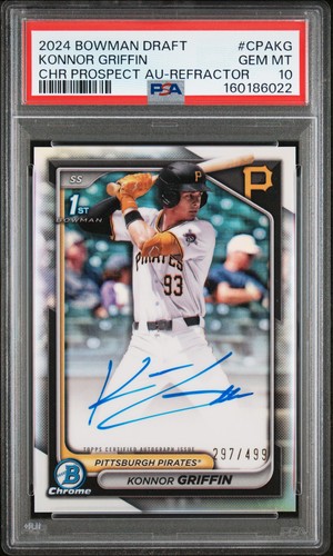 2024 BOWMAN DRAFT CHROME PROSPECT AUTO REFRACTOR KONNOR GRIFFIN 297/499 PSA 10