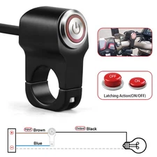 Motorcycle Handlebar 7/8" ON OFF Switch Button Red LED Headlight Fog Spot Light