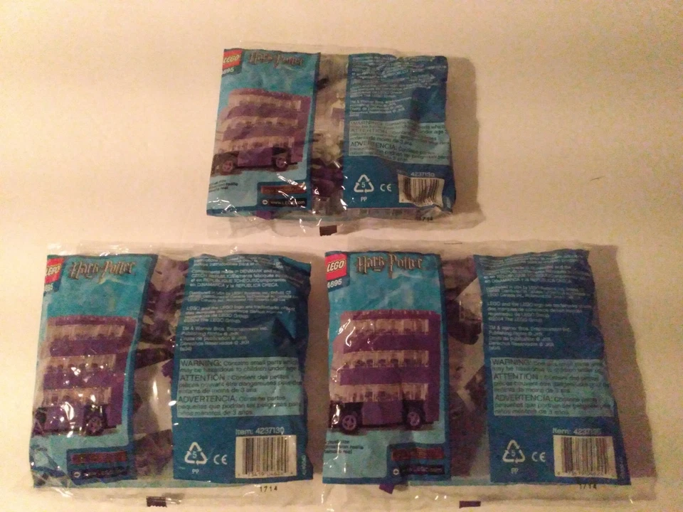 Vtg 3qty LEGO Harry Potter Knight Bus # 4695 In Polybags New Sealed Package - Image 2 of 4