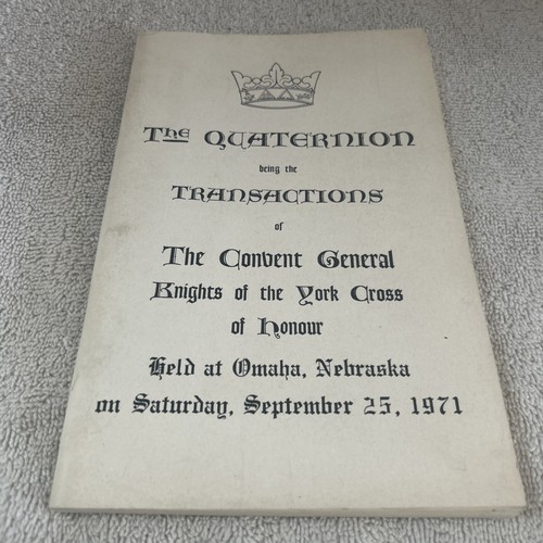 Knights Templar Mason Quaternion Transactions Covent Vintage Book 1971 NEBRASKA