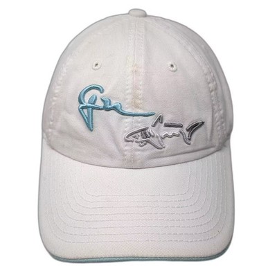Greg Norman Baseball Cap White Blue OS Embroidered Adjustable Strapback Hat