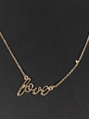 Gold Tone Love Necklace Tiny Heart Accent 21 in Layering Piece Boho Chic