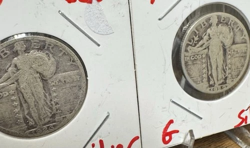 Standing Liberty Quarters 1926–1930 Silver Lot (3 Coins) VG–VF Condition