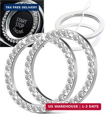 2pcs Bling Car Engine Start Button Cover Diamond Crystal Push Start Stop Button