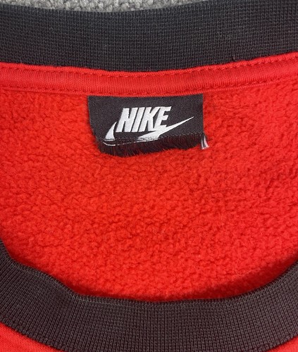 Nike CU3564-657 Red and Black Women's Crewneck with Gold Sequin Swoosh Large Fit - Picture 12 of 13