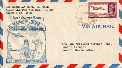 Pan American First Flight Karachi India - Gander Newfoundland Canada - 1947