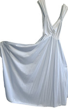 Vintage c1970 Olga Blue Nightgown  Robe Peignoir Set Full Sweep Stretch Bodice