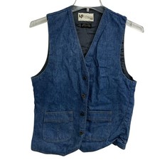 Vintage Levis Panatela Vest Mens Small Blue Denim Button Front Lined Western 70s