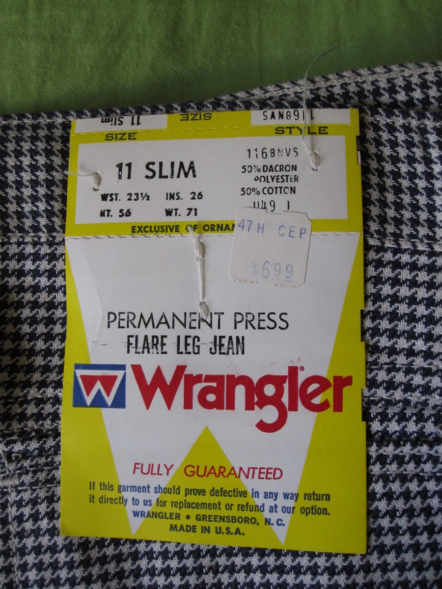 70s Vintage Wrangler Houndstooth Pattern 11 Slim Pants Boys/Girls