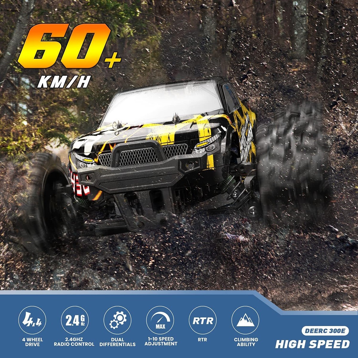 DEERC 300E Brushless 1:18 Scale RC Cars 60KM/H High Speed