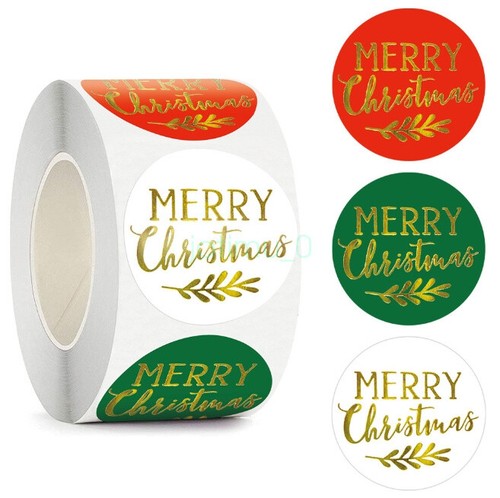 Red Merry Christmas Stickers Xmas Decorative Gift Stickers Label-500pcs 3.8cm - Picture 15 of 27