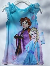 Disney Frozen 2T Girls Blue Nightgown Short Sleeve Pajamas