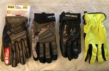 4 Pair Work Gloves: 2 M True Grip, 1 S Mechanics Wear Impact Protection  Hi Vis