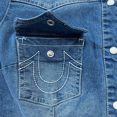 NEW True Religion Women's Western Denim Shirt Jacket Blue