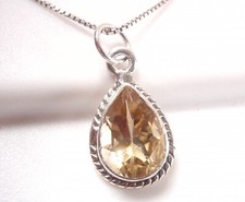Faceted Citrine Rope Style Accents 925 Sterling Silver Necklace Small