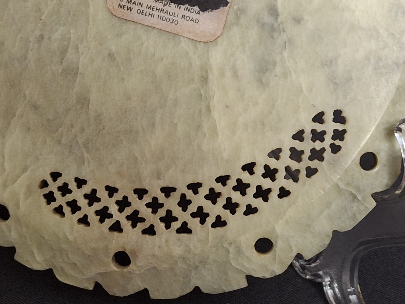 IHE JEWELLERS DECORATIVE CARVED ALABASTER PLATE WITH BLUE INLAY | eBay