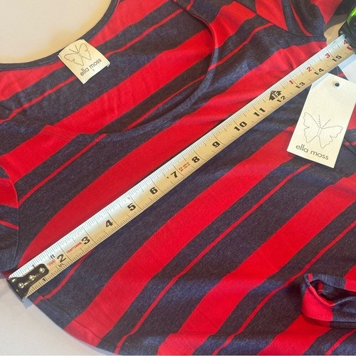 ELLA MOSS Red & Blue Striped Dress w/ 3/4 Sleeves and Tie @ Waist Size Small - Picture 6 of 12