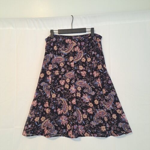 Gonna midi Jaclyn Smith nera multicolore paisley floreale ragazza Y2K floreale taglia grande - Foto 2 di 7