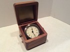 Bulova quartz shelf clock, wood hinged case, WORKS — photo 1