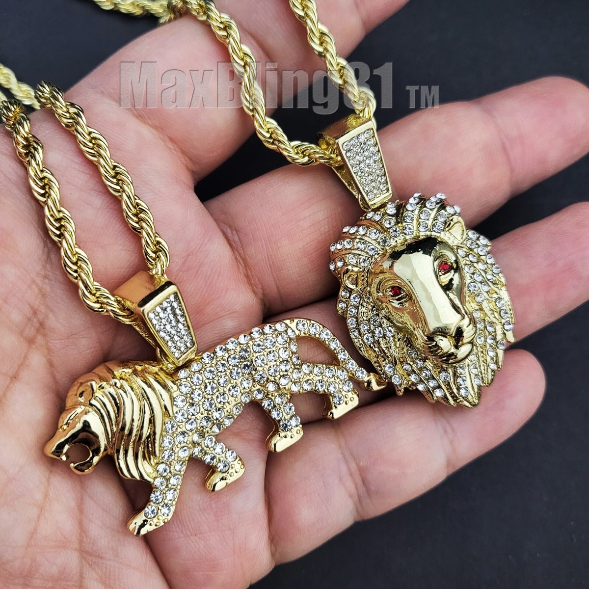 Gold Plated Cubic Zirconia LION Charm 4mm 24