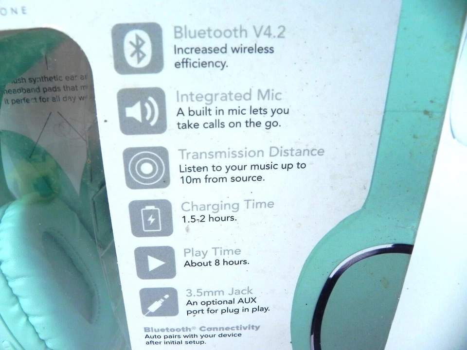 Freewave Wireless Over Ear Headphone Green Bluetooth V4.2 - Image 4 of 4