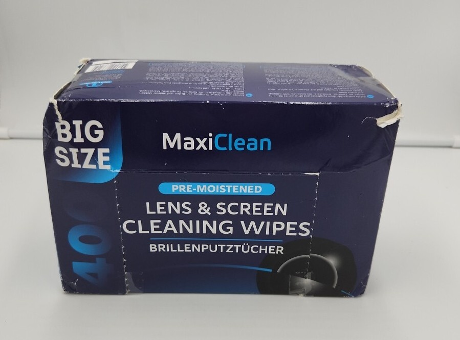 MaxiClean Pre-Moistened Lens Screen Cleaning Wipes 400 Exp 5/26 Imperfect Box