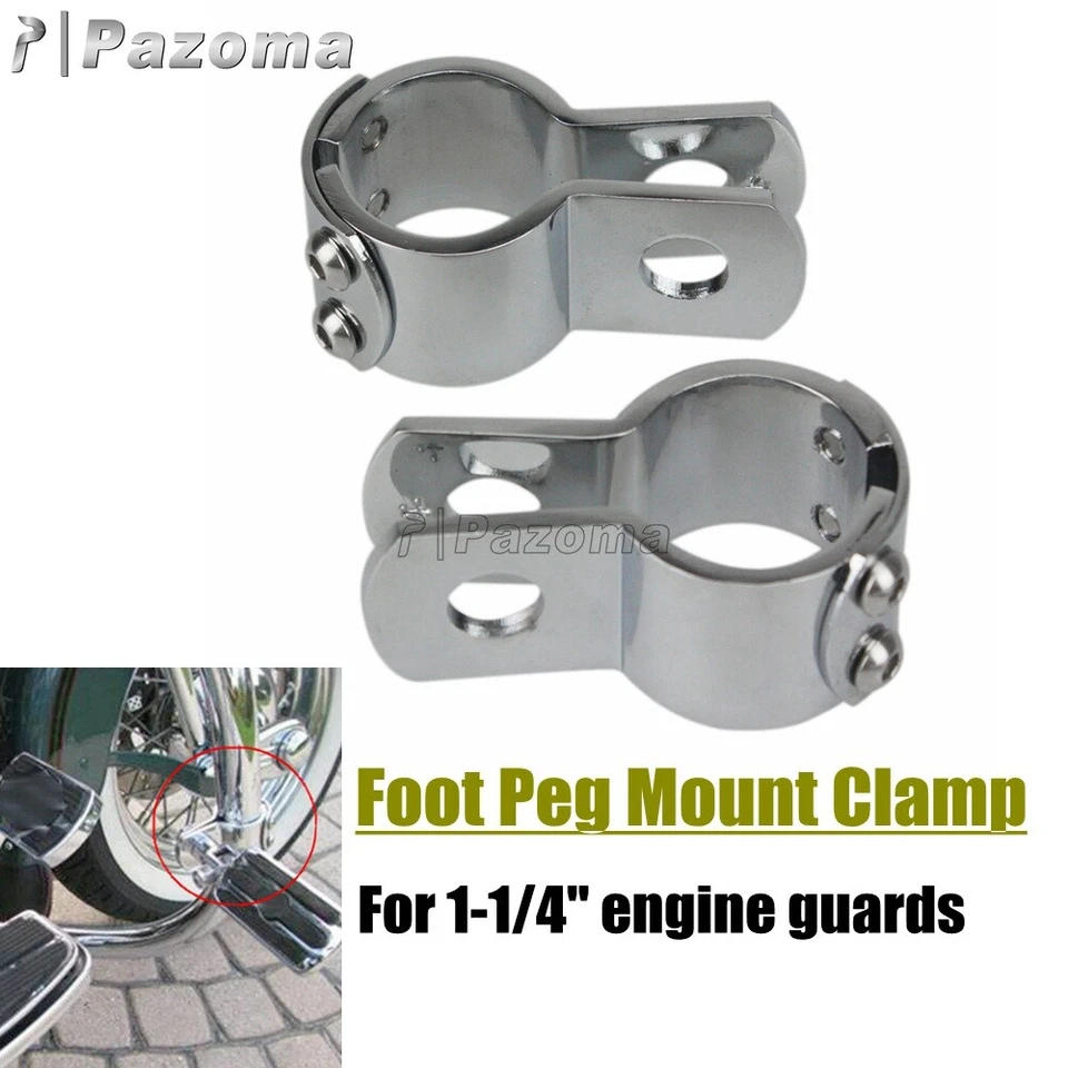 Abrazadera de clavija de pie de montaje en barra de choque para Harley-Davidson Dyna Softail Highway 1/4" Foto 4 de 4