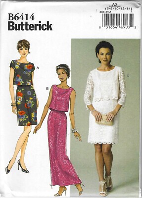 Butterick B6414 Sewing Pattern Misses' Dresses in 3 Styles SZ 6-14 UNCUT 2016