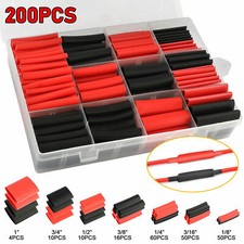 200X Black Red Cable Heat Shrink Tubing Sleeve Wire Wrap Tube 3:1 Assortment Kit