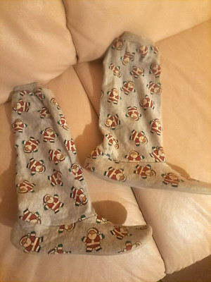 Christmas STOCKING Slippers with Skid Resistant Soles Two Designs