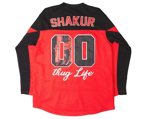 Camiseta deportiva de hockey Death Row Records Tupac Shakur roja negra de Headgear Classics - Imagen 2 de 2
