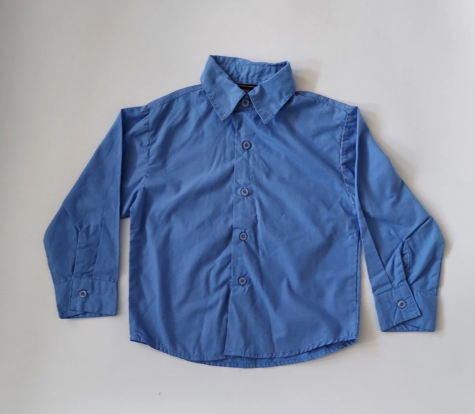 Andrew Fezza Niños Talla 4T Manga Larga Con Botones Camisa Vestido Conjunto Corbata Azul Foto 3 de 4