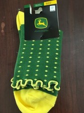 John Deere Girls' Green Yellow Polka Dots Socks 1 Pair