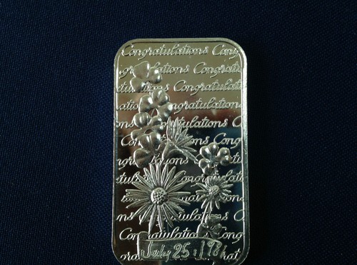 1981 Madison Mint Congratulations 7-25-1981 MAD-234 Silver Art Bar B0846 - Picture 2 of 4