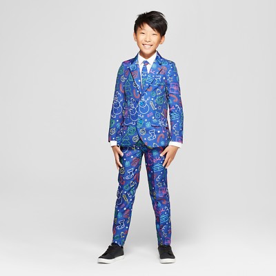 Boys' Blue Ugly Holiday Snowman 3-Pc Suit, Size Small 4/6, New