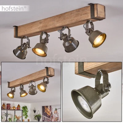 Flur Strahler Decken Lampe Holz 4-flammig Verstellbar Wohn Raum Leuchte Vintage - Bild 1 von 4