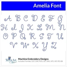 Threadart Machine Embroidery Design Amelia BX Font Alphabet Loaded on USB