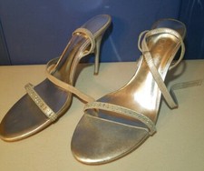 Zapatos de tacón alto brillantes plateados con tiras Aldo Thina-81 para mujer talla 38
