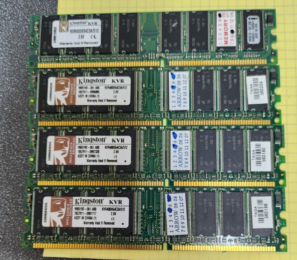 24x Kingston KVR400X64C3A/512 512MB DDR400 PC3200 SDRAM Desktop Memory - Image 2 of 4
