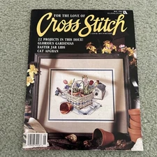 For The Love of Cross Stitch May 1992 Easter Gardenias Cat Afghan