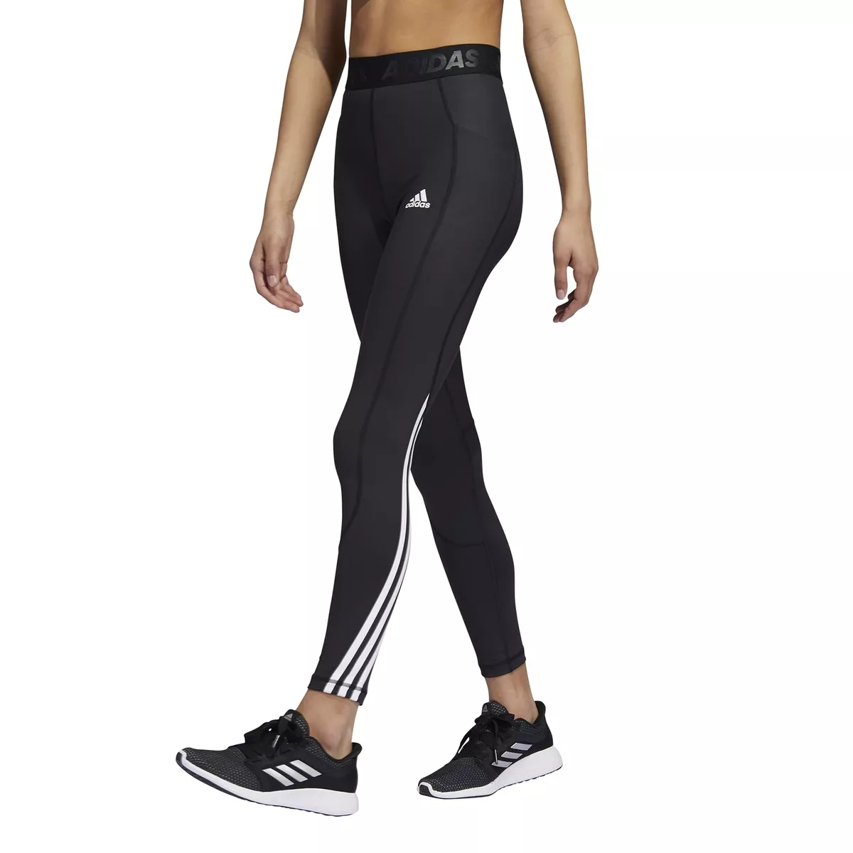 adidas Women's Techfit 3-Stripes Long Gym Leggings Black, Size