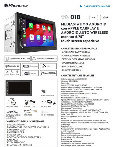 Sistema multimediale Phonocar per Fiat Ducato (250) serie dal 2020 Wireless ... - Foto 2 di 5