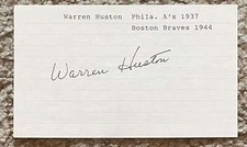 Warren Huston signed card - A's Braves debut 1937